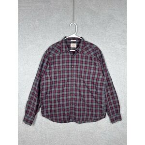 Lucky Brand Shirt XL Gray‎ Red Plaid Pearl Snap Western Cowboy Flannel Button Up